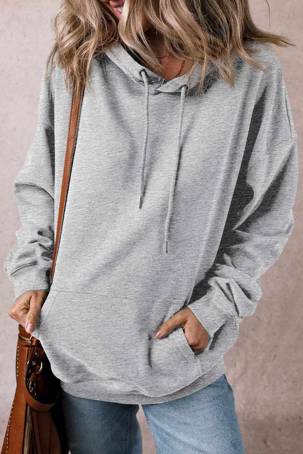 Sheer pocket hoodie with drawstring - Love Salve